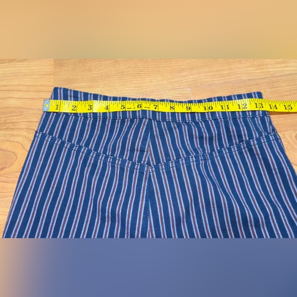 Free People Navy Blue Red Grey Striped High Waisted Skinny Ankle Pants Size 27 - Picture 10 of 11
